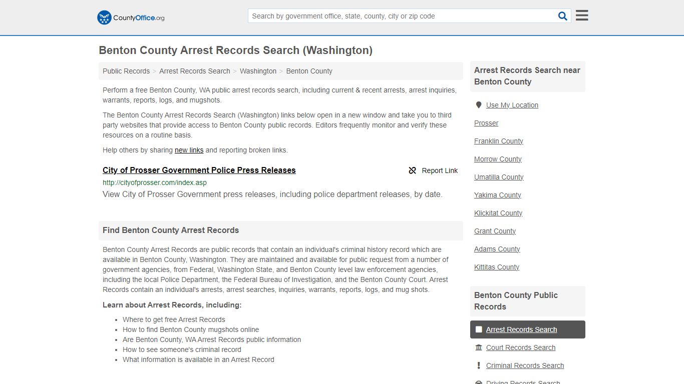 Arrest Records Search - Benton County, WA (Arrests & Mugshots)